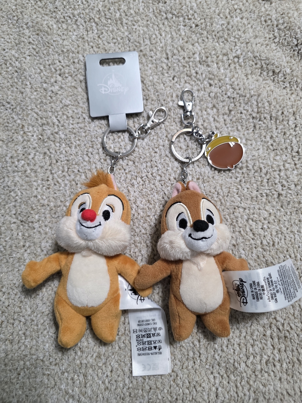 Disney Parks Chip and Dale Plush Keychain Set